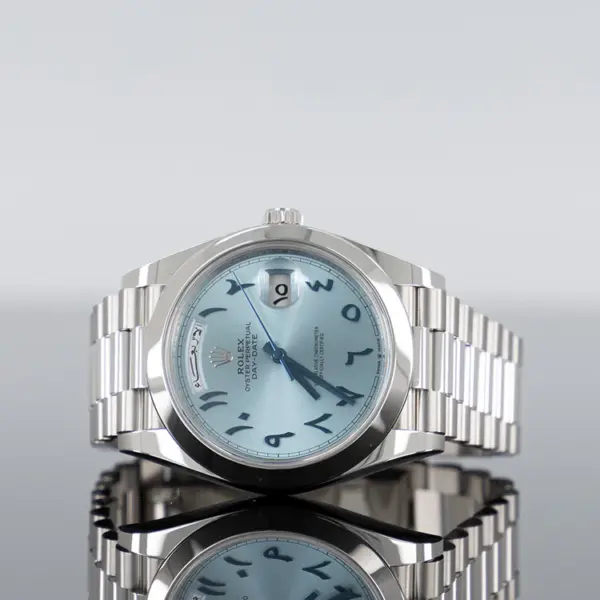 Rolex Day Date 40 Platinum Ice blue Arabic dial